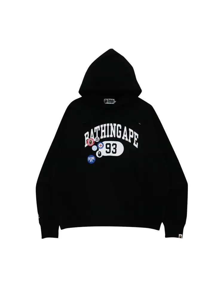 Худи BAPE Badge Motif Loose Fit Pullover 'Black' — изображение 1 из 1, черный
