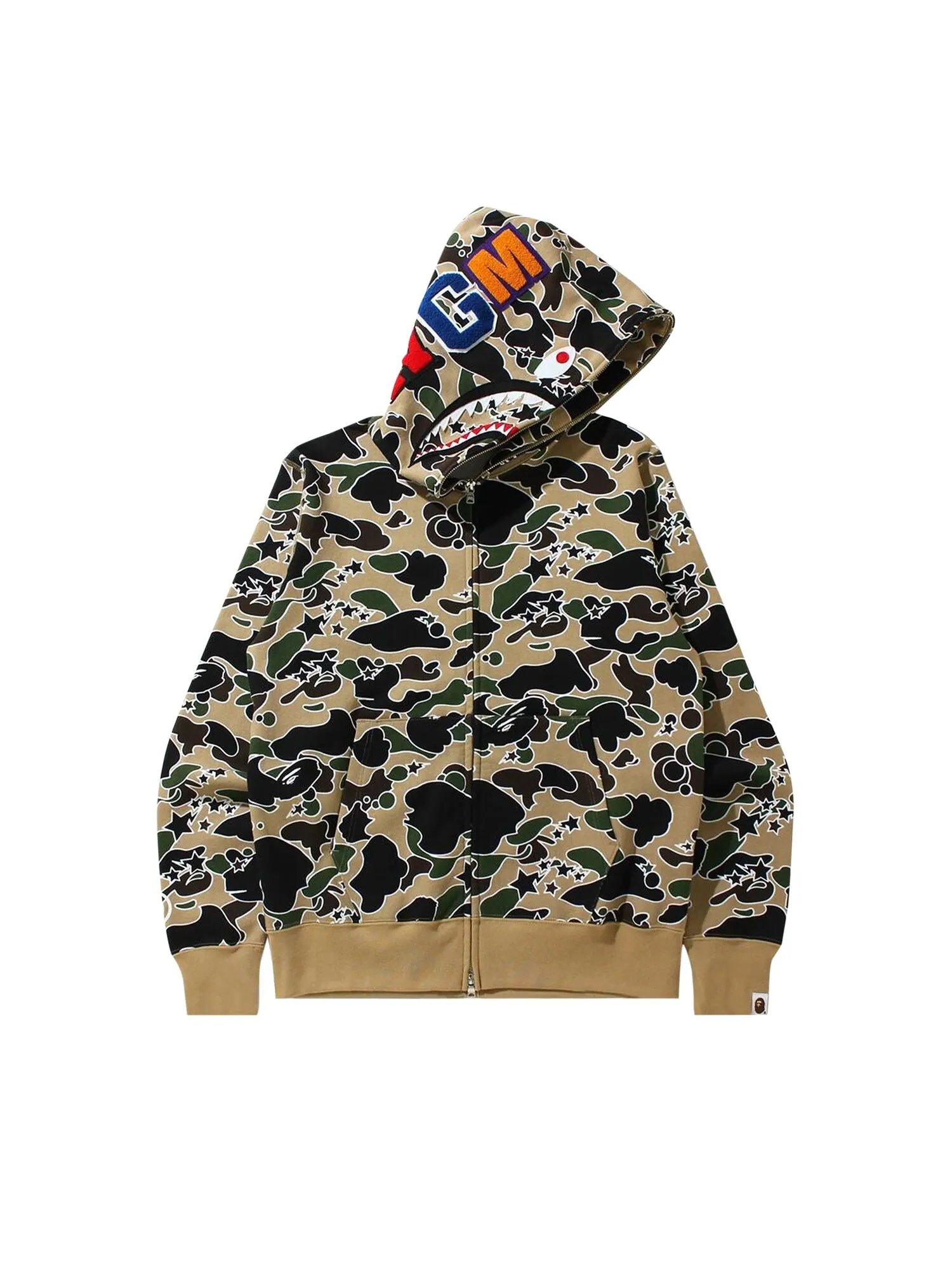 BAPE Sta Camo Толстовка на молнии с изображением акулы — изображение 1 из 3, желтый