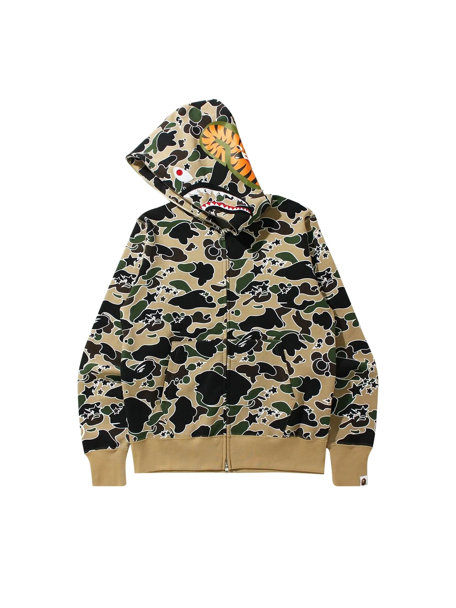 BAPE Sta Camo Толстовка на молнии с изображением акулы — изображение 2 из 3, желтый