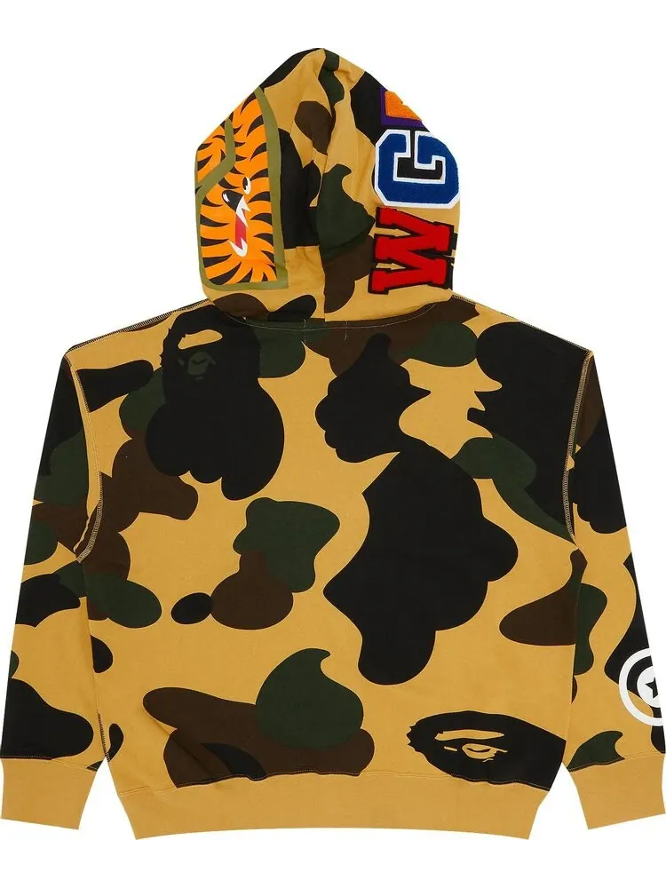 Худи BAPE Giant 1st Camo Shark Loose Fit Full Zip Hoodie 'Yellow' — изображение 2 из 3, желтый