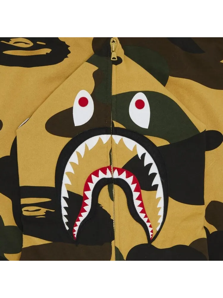 Худи BAPE Giant 1st Camo Shark Loose Fit Full Zip Hoodie 'Yellow' — изображение 3 из 3, желтый