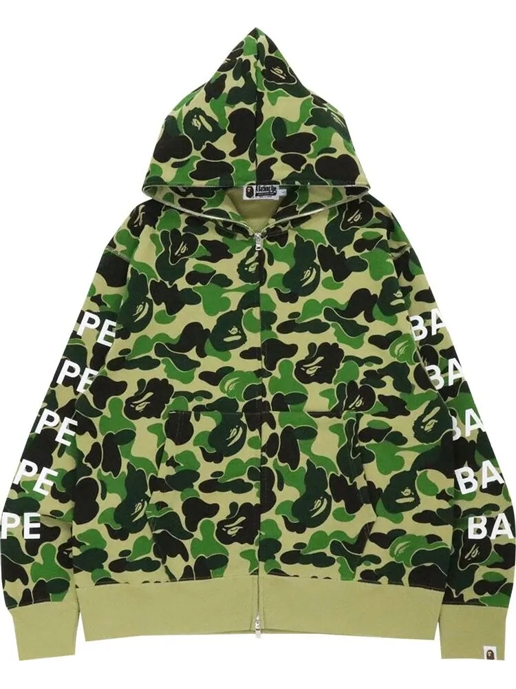 Худи BAPE Big ABC Camo Relaxed Fit Full Zip Hoodie 'Green' — изображение 1 из 1, зеленый