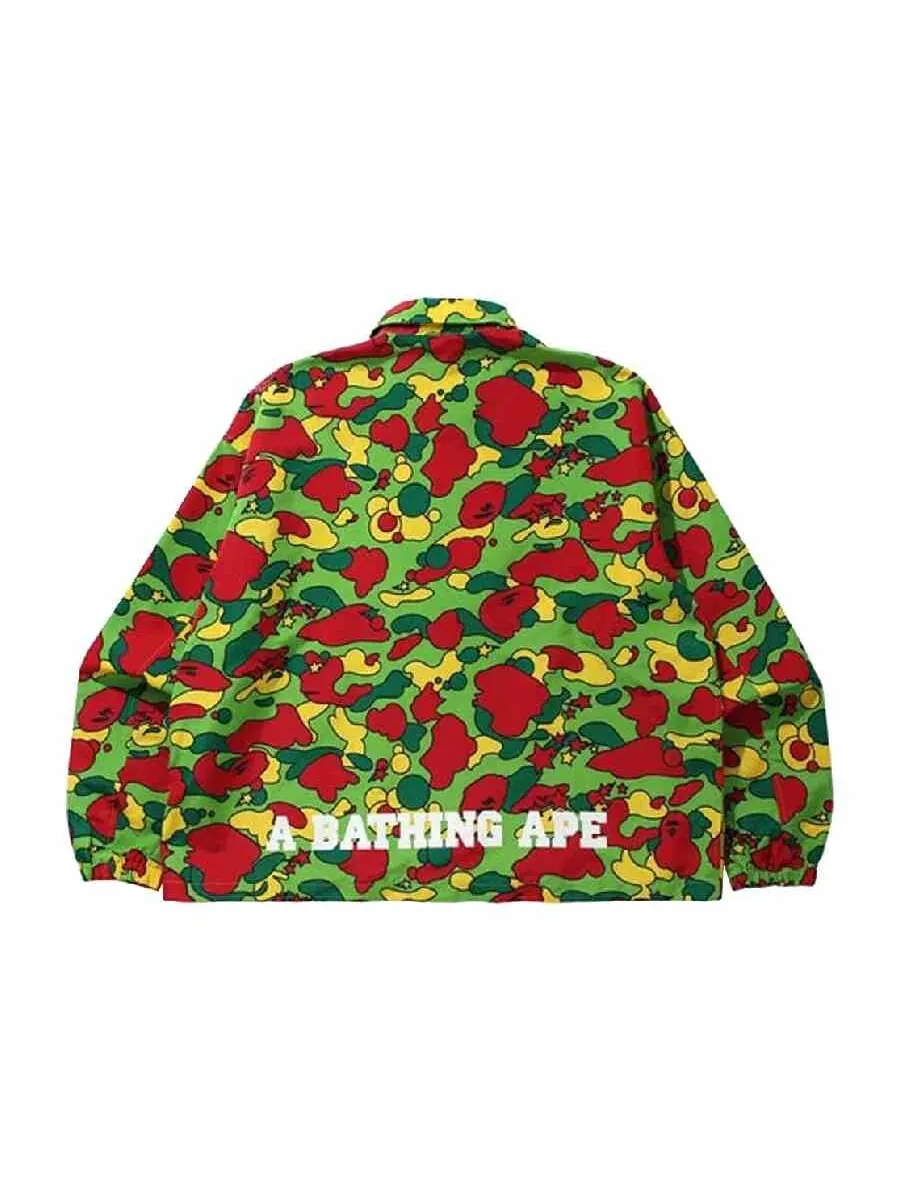 Куртка Bape Sta Camo Relaxed Coach — изображение 2 из 2, зеленый/красный/желтый