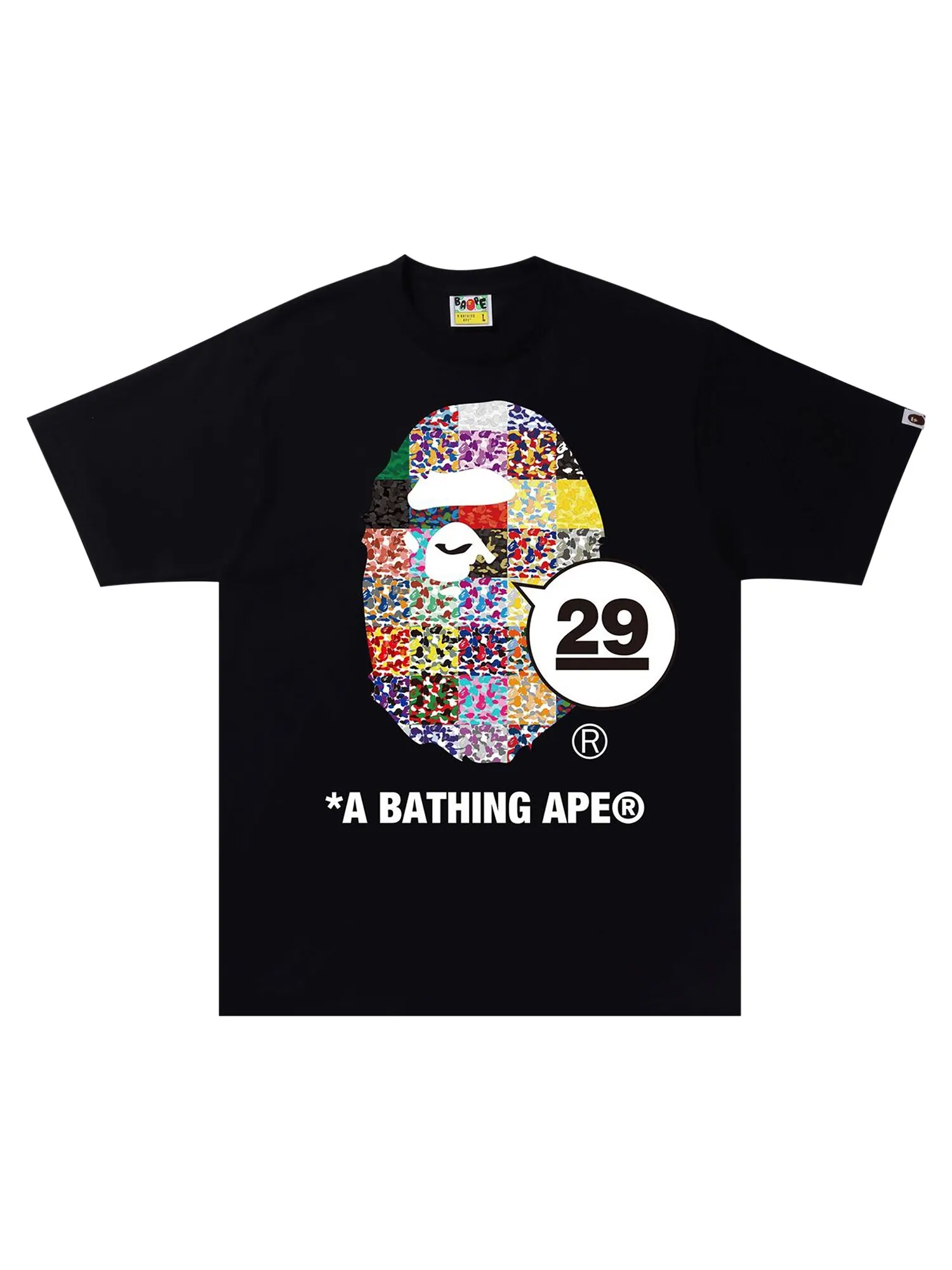Футболка с изображением головы обезьяны, посвященная 29-летию BAPE — изображение 1 из 2, черный