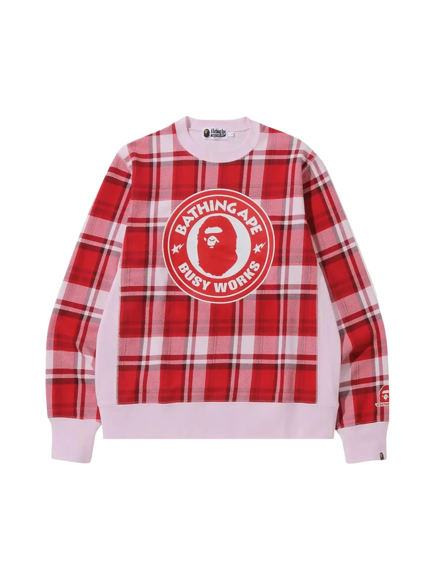 Свитшот BAPE Check Gift Busy Works Crewneck — изображение 1 из 1, красный