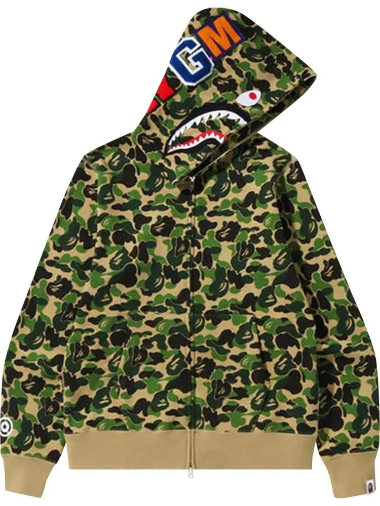 Худи BAPE ABC Camo Shark Full Zip Hoodie Green — изображение 1 из 2, зеленый