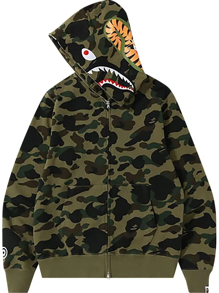 Худи BAPE 1st Camo Shark Full Zip Hoodie 'Green' — изображение 2 из 2, зеленый
