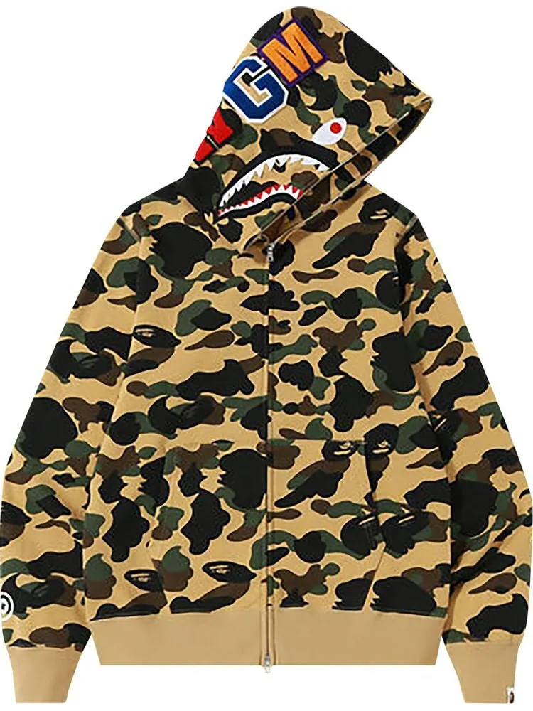 Худи BAPE 1st Camo Shark Full Zip Hoodie 'Yellow' — изображение 1 из 2, желтый
