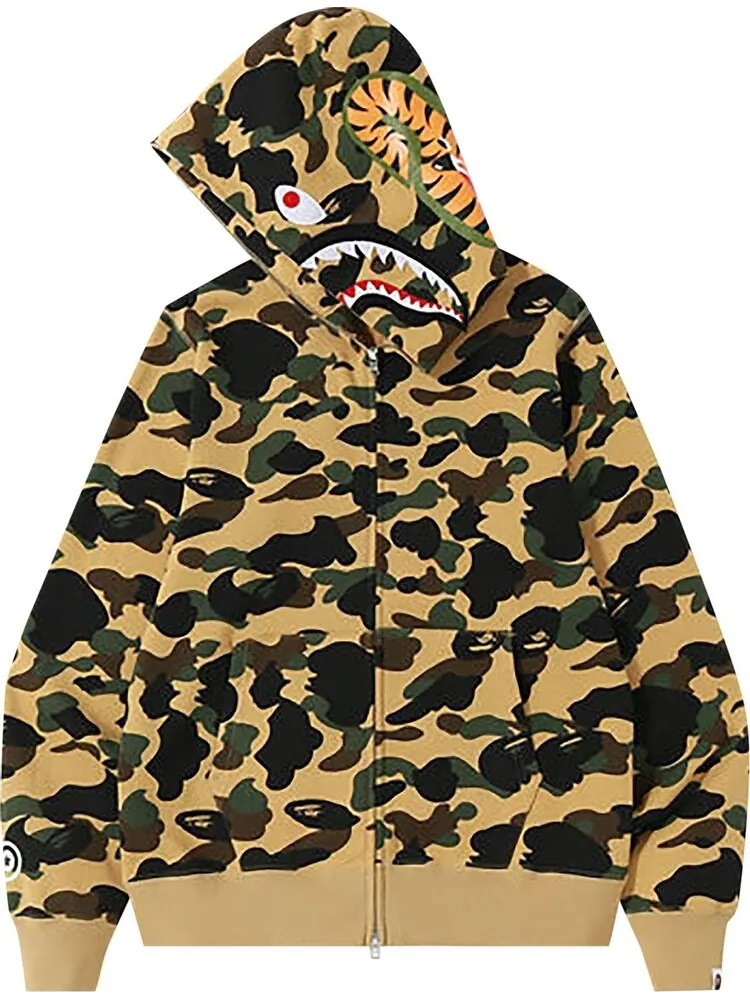 Худи BAPE 1st Camo Shark Full Zip Hoodie 'Yellow' — изображение 2 из 2, желтый