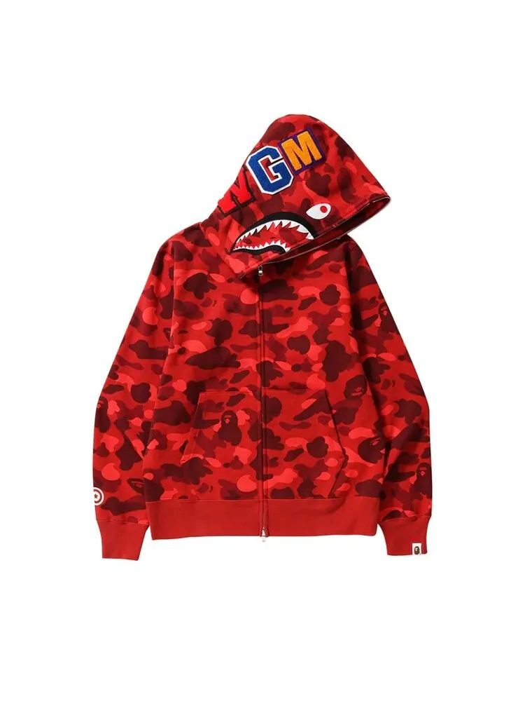 Худи BAPE Color Camo Shark Full Zip 'Red' — изображение 1 из 1, красный