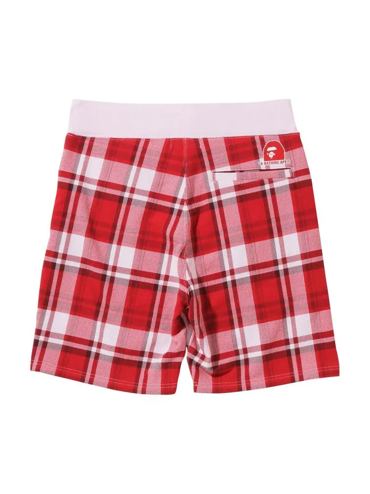 Спортивные шорты BAPE Check Gift Sweatshorts — изображение 2 из 2, красный