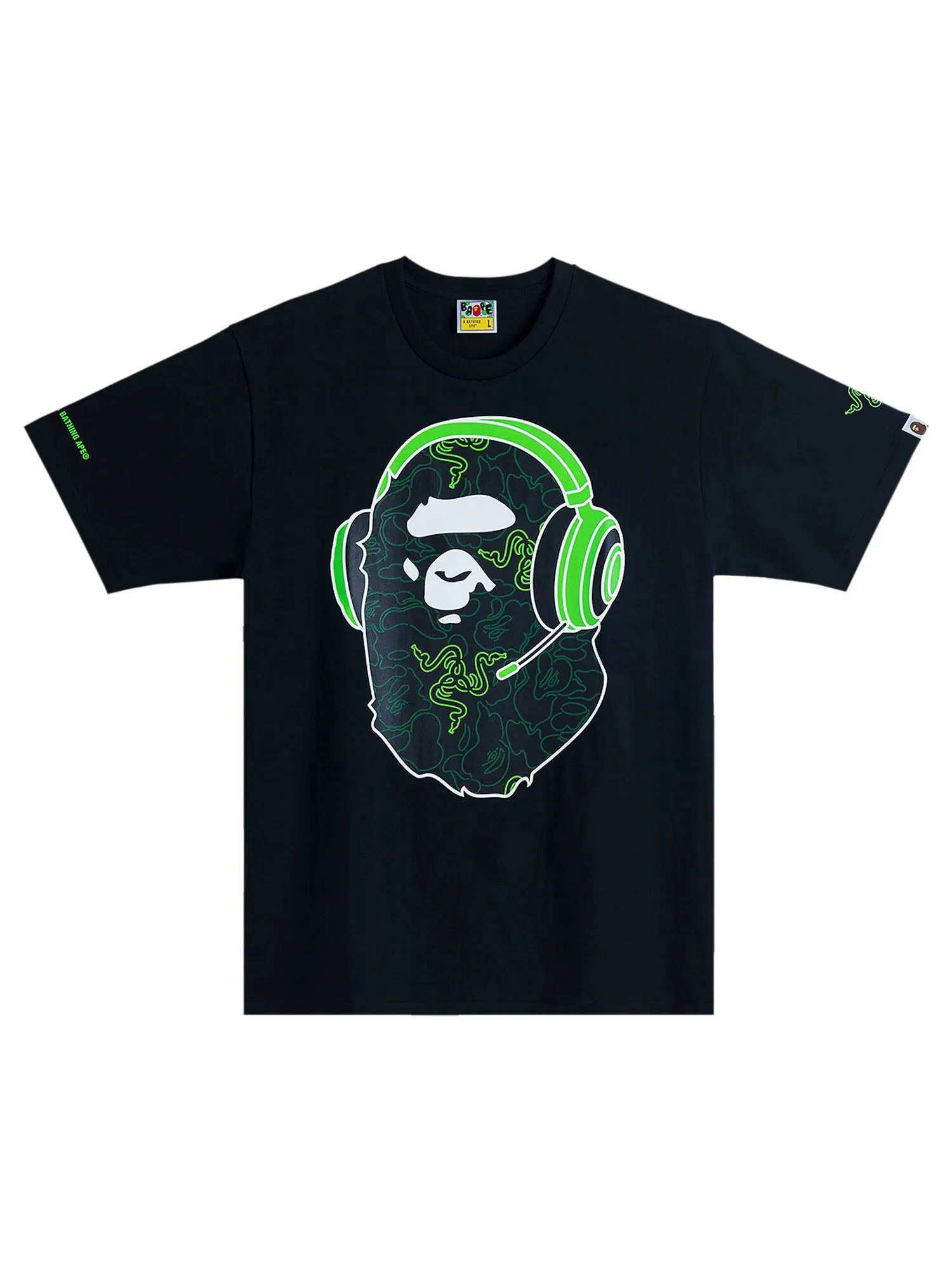 Футболка BAPE x Razer Neon Camo Ape Head — изображение 1 из 1, черный