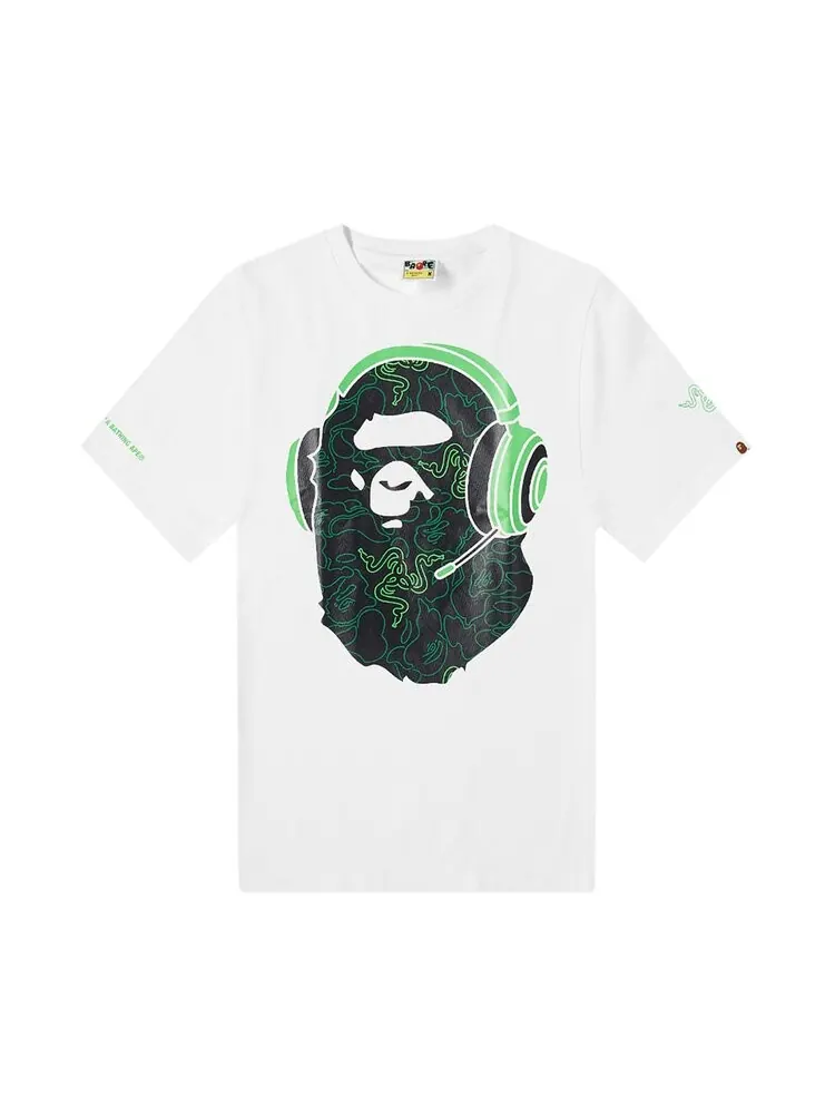 Футболка BAPE x Razer Neon Camo Ape Head Tee 'White' — изображение 1 из 2, белый