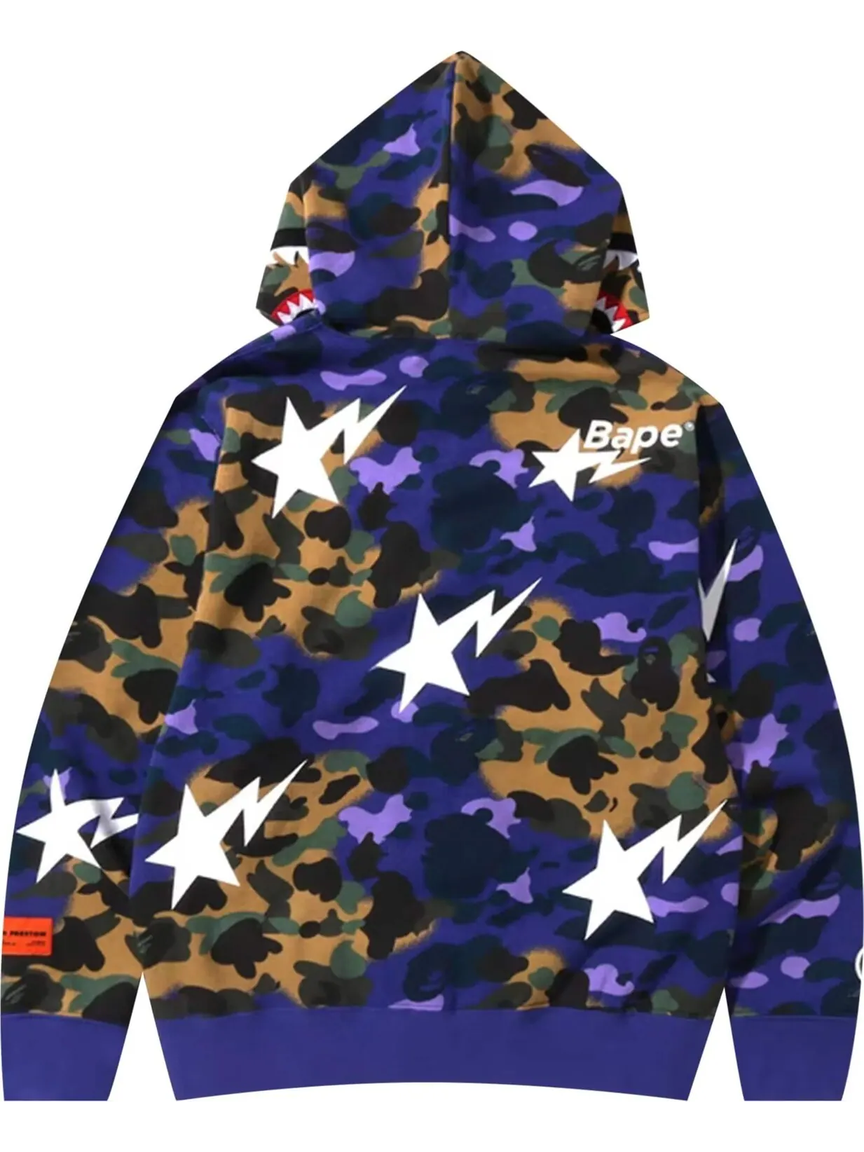 Толстовка Bape x Heron Preston Mix 1st Camo Shark Relaxed Fit Full Zip — изображение 2 из 2, фиолетовый