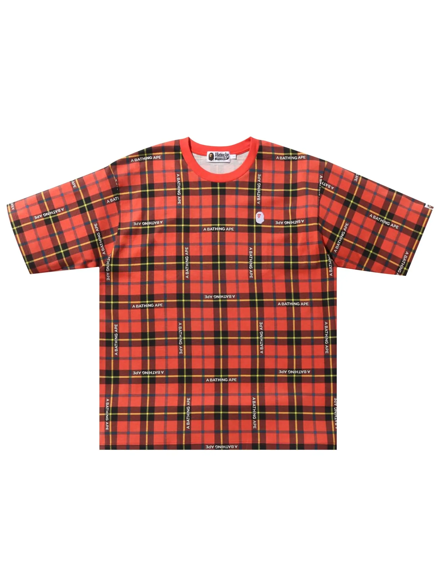 Футболка свободного кроя в клетку BAPE — изображение 1 из 1, красный