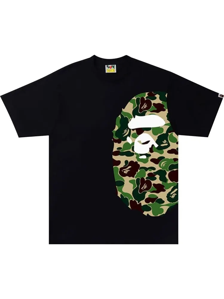 Футболка BAPE ABC Camo Side Big Ape Head Tee 'Black/Green' — изображение 1 из 1, черный