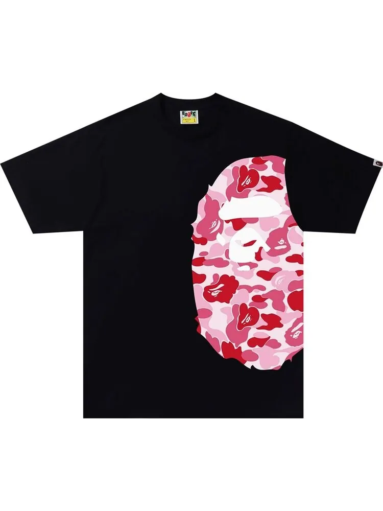 Футболка BAPE ABC Camo Side Big Ape Head Tee 'Black/Pink' — изображение 1 из 2, черный