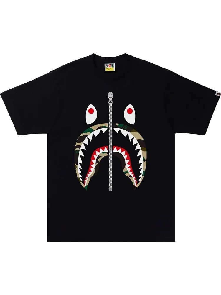 Футболка BAPE 1st Camo Shark Tee 'Black/Yellow' — изображение 1 из 1, черный