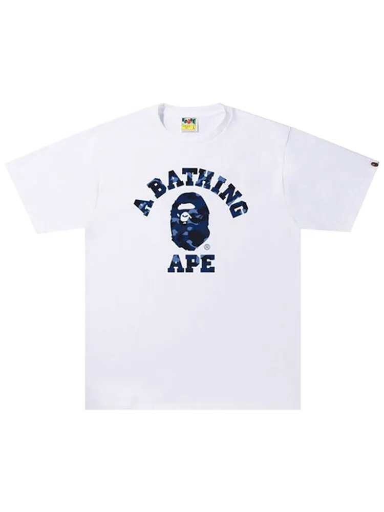 Футболка BAPE Color Camo A College Tee 'White/Navy' — изображение 1 из 1, белый