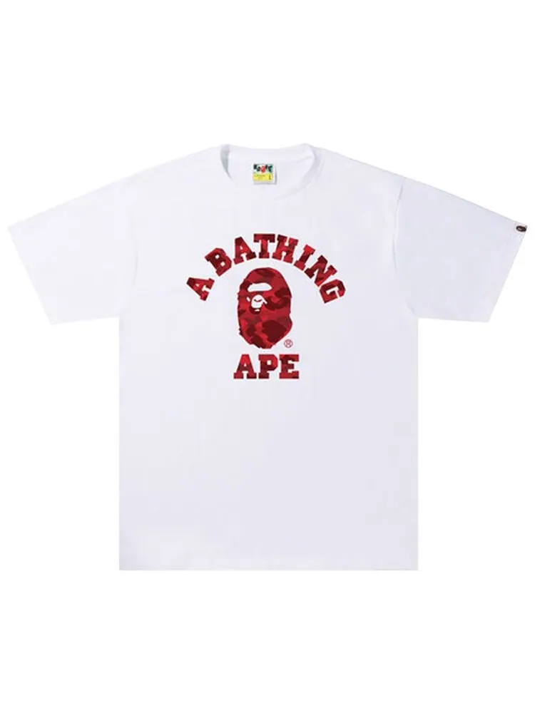 Футболка BAPE Color Camo A College Tee 'White/Red' — изображение 1 из 1, белый