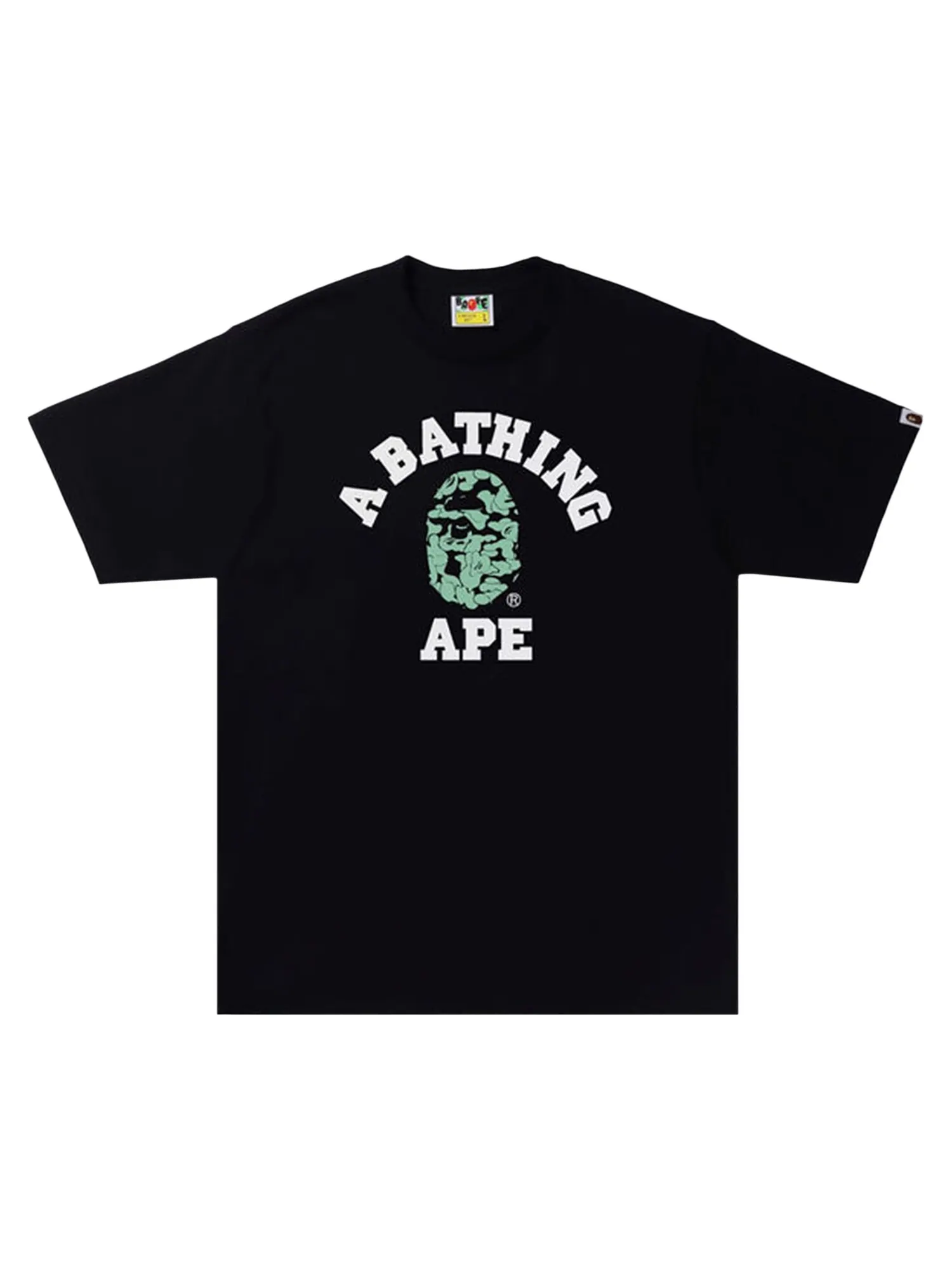 Камуфляжная футболка с текстовым кодом BAPE — изображение 1 из 1, черный