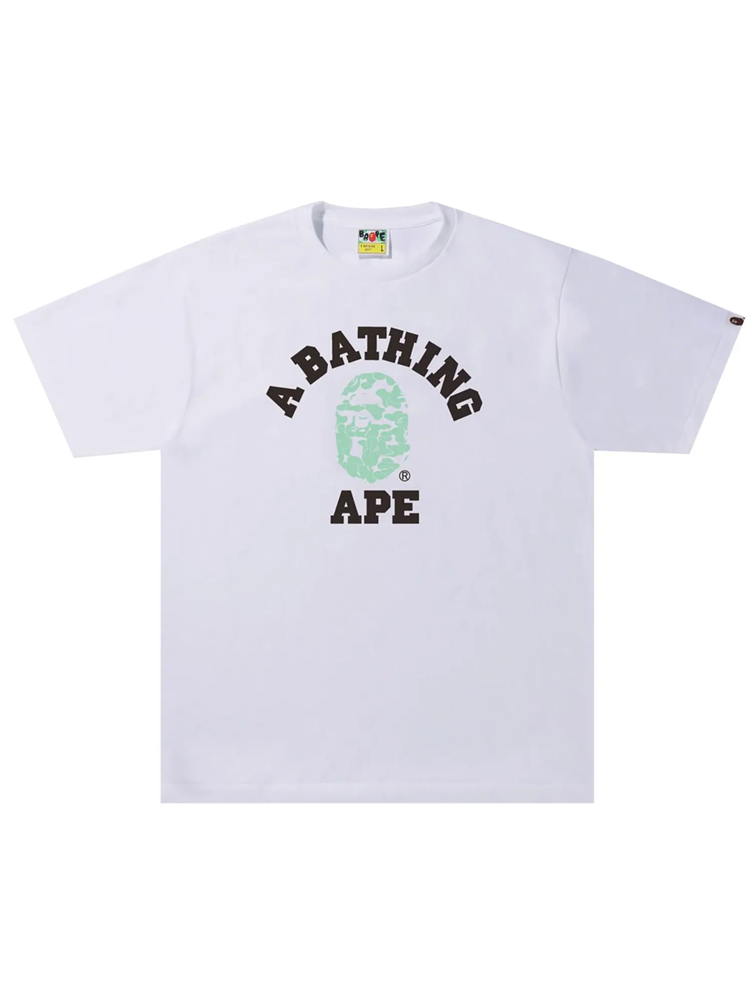 Камуфляжная футболка с текстовым кодом BAPE — изображение 1 из 1, белый