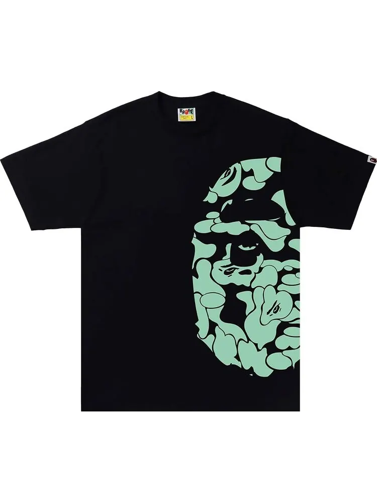 Футболка BAPE Glow In The Dark Camo Side Big Ape Head Tee 'Black' — изображение 1 из 1, черный