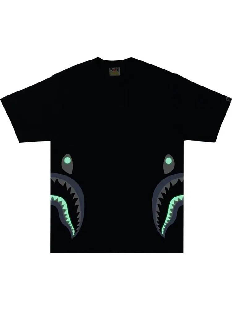 Футболка BAPE Glow In The Dark Side Shark Tee 'Black' — изображение 2 из 2, черный