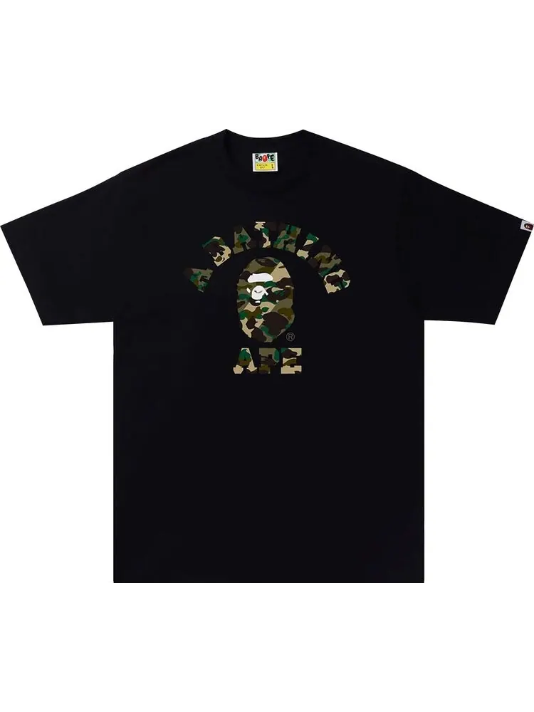 Футболка BAPE 1st Camo Crazy College Tee 'Black' — изображение 1 из 1, черный