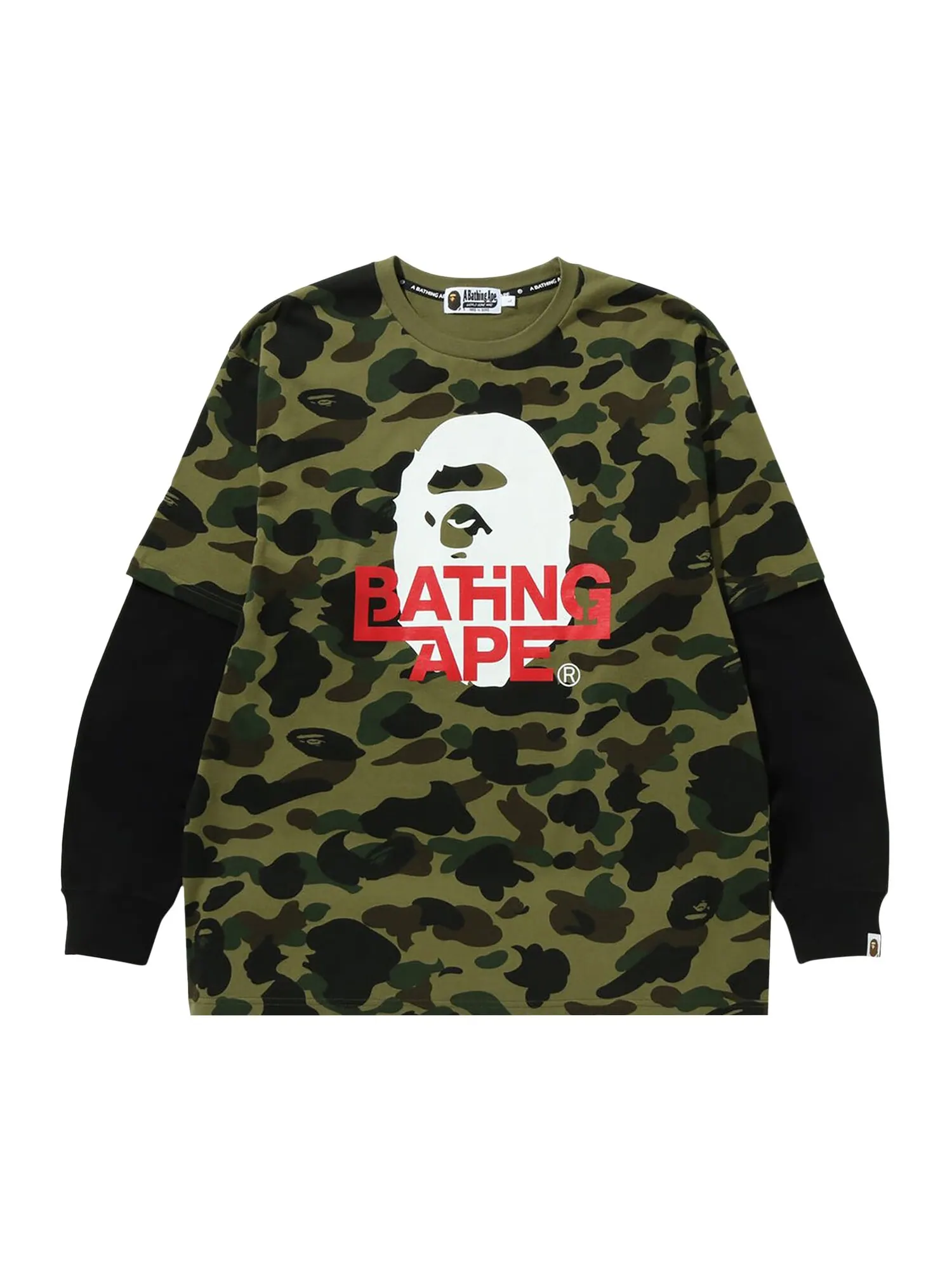 BAPE 1st Camo Многослойная футболка свободного кроя с длинными рукавами