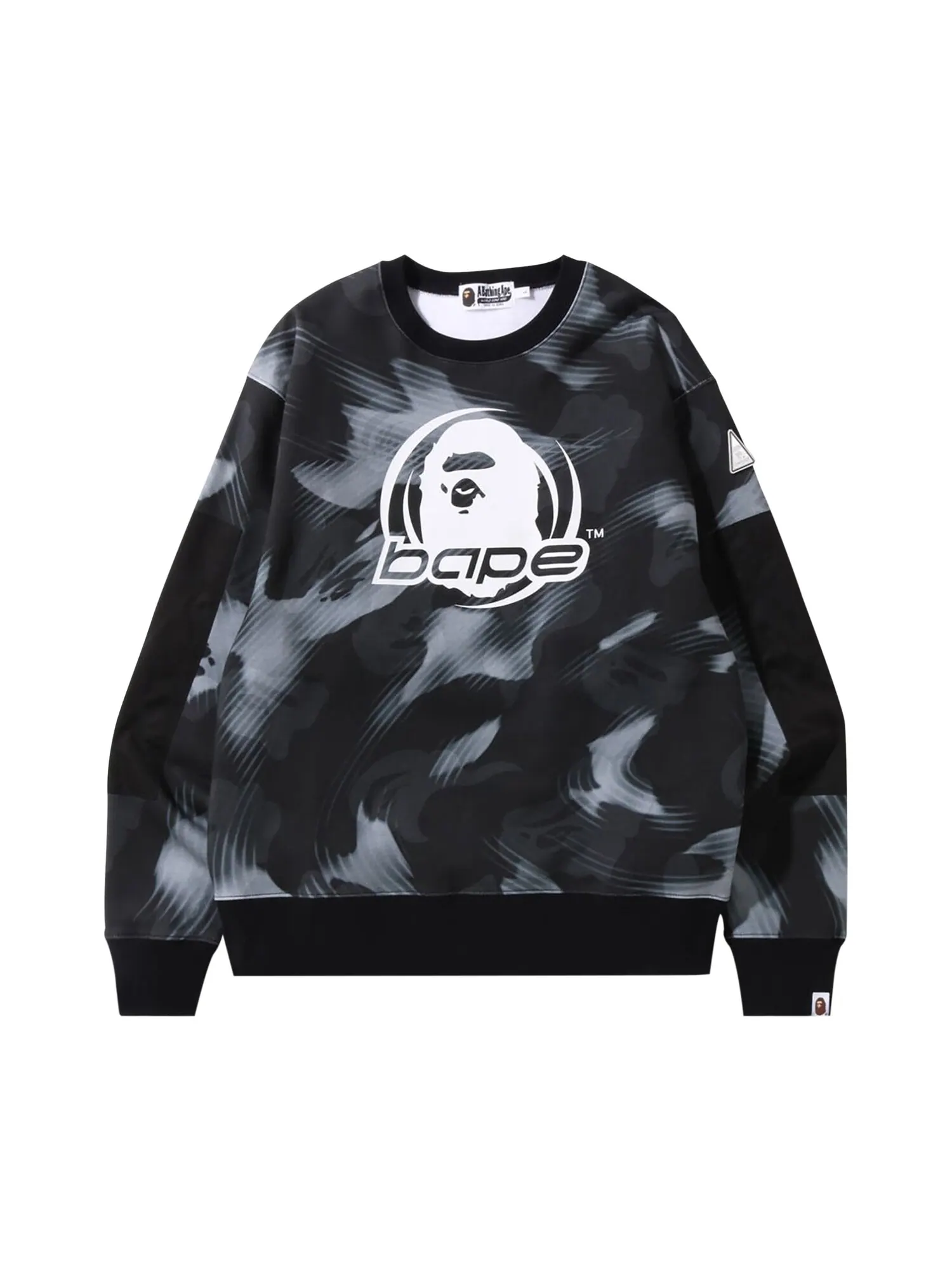 BAPE Stroke Camo, свободный крой с круглым вырезом — изображение 1 из 1, черный