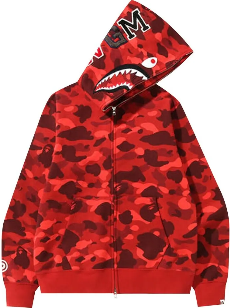 Толстовка BAPE Color Camo Shark Full Zip 'Red' — изображение 1 из 2, красный