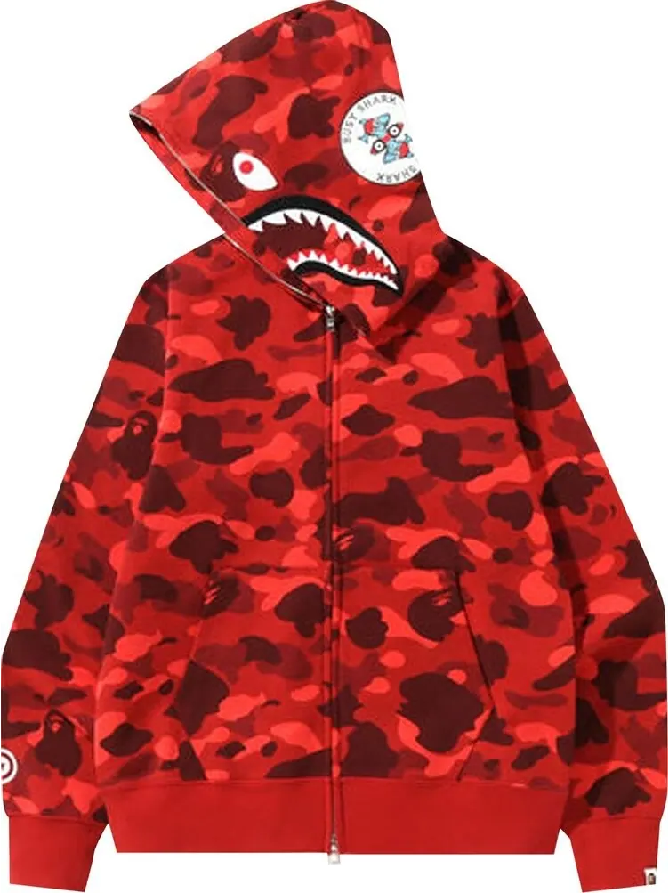 Толстовка BAPE Color Camo Shark Full Zip 'Red' — изображение 2 из 2, красный