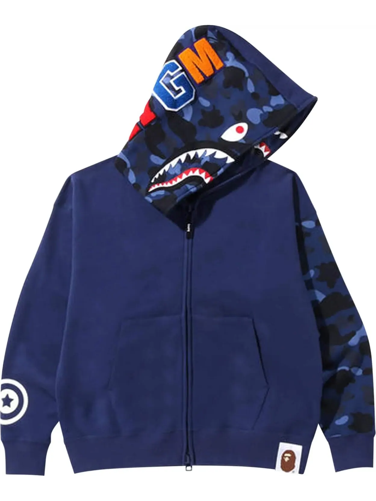 Толстовка Bape Color Camo Giant Shark Loose Fit Full Zip — изображение 2 из 3, синий