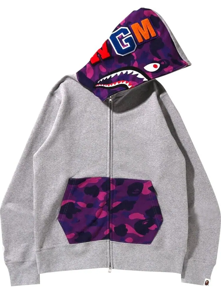 Худи BAPE Color Camo Shark Full Zip Hoodie 'Grey' — изображение 1 из 2, серый