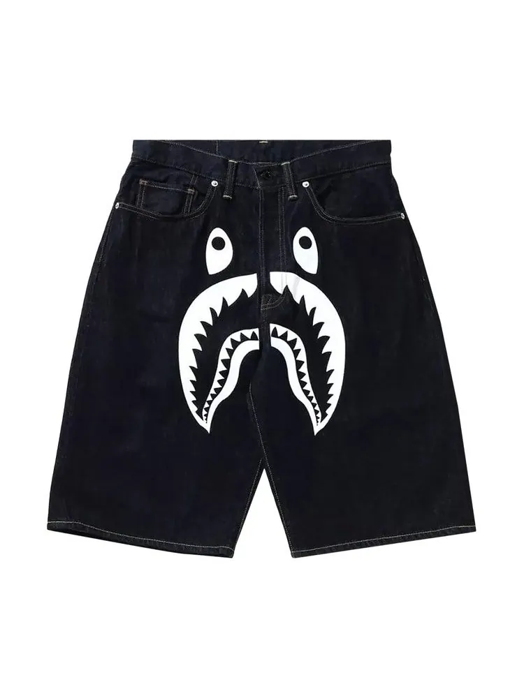 Шорты BAPE Shark Denim Shorts — изображение 1 из 2, темно-синий/белый