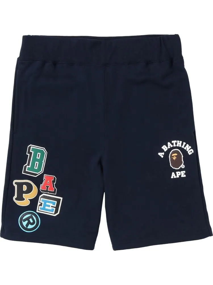 Спортивные шорты BAPE Multi Fonts Sweatshorts 'Navy' — изображение 1 из 2, синий