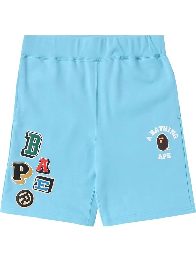 Спортивные шорты BAPE Multi Fonts Sweatshorts 'Sax' — изображение 1 из 2, синий