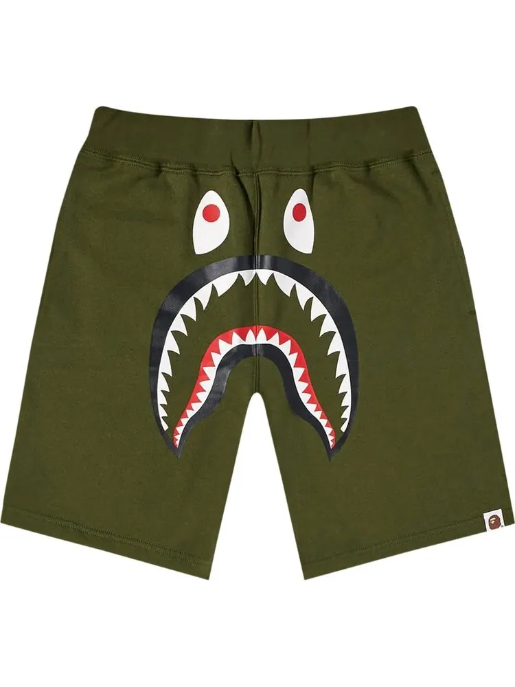 Спортивные шорты BAPE Shark Sweatshorts 'Olive/Olive Drab' — изображение 1 из 1, зеленый