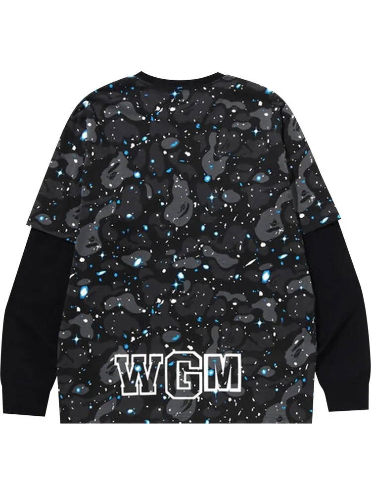 Лонгслив BAPE Space Camo Shark Layered Long-Sleeve Tee 'Black' — изображение 2 из 2, черный