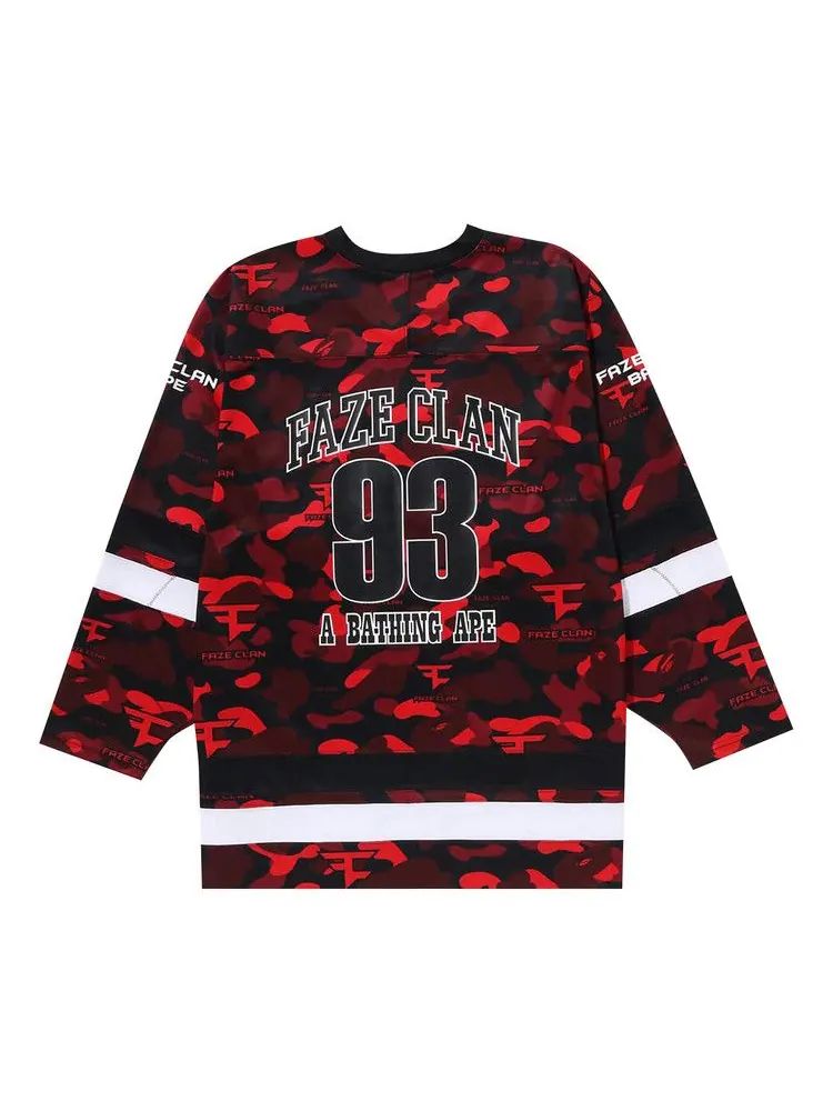 Футболка BAPE x FaZe Clan Hockey Long-Sleeve Tee — изображение 2 из 2, красный