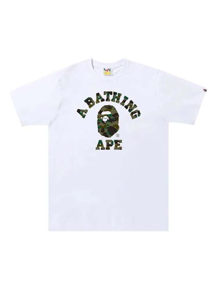 Футболка BAPE 1st Camo College Tee 'White/Green' — изображение 1 из 1, белый