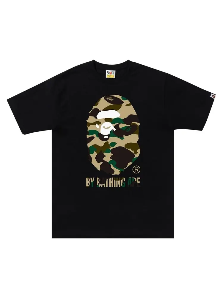 Футболка BAPE 1st Camo Side Big Ape Head 'Black/Yellow' — изображение 1 из 1, черный