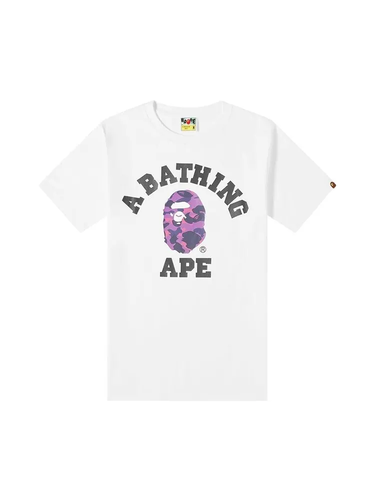 Футболка BAPE Color Camo College Tee 'White/Purple' — изображение 1 из 1, белый
