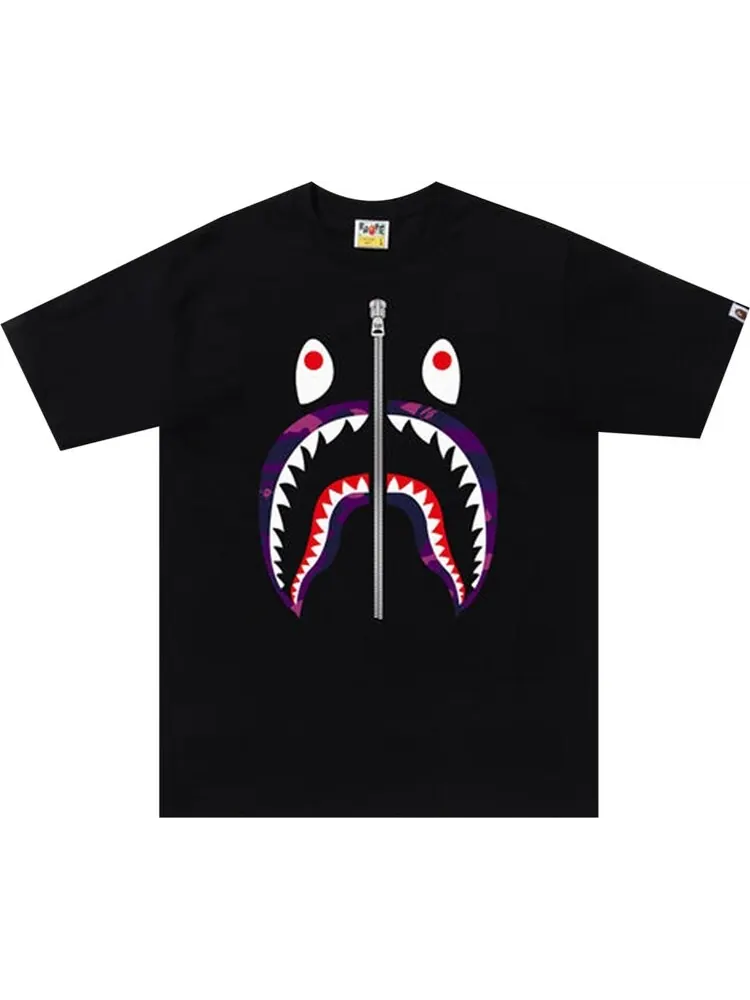 Футболка BAPE Color Camo Shark Tee 'Black/Purple' — изображение 1 из 1, черный