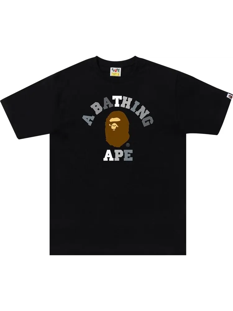 Футболка BAPE Colors College Tee 'Black/Black' — изображение 1 из 1, черный