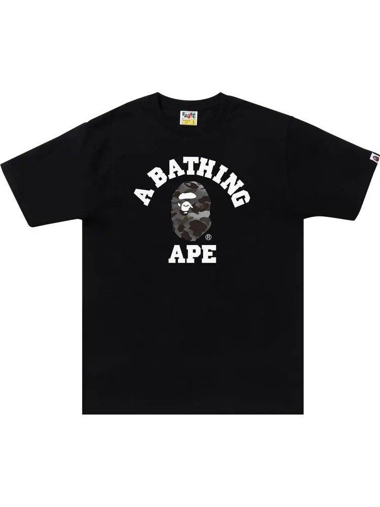 Футболка BAPE Grid Camo College Tee 'Black' — изображение 1 из 1, черный