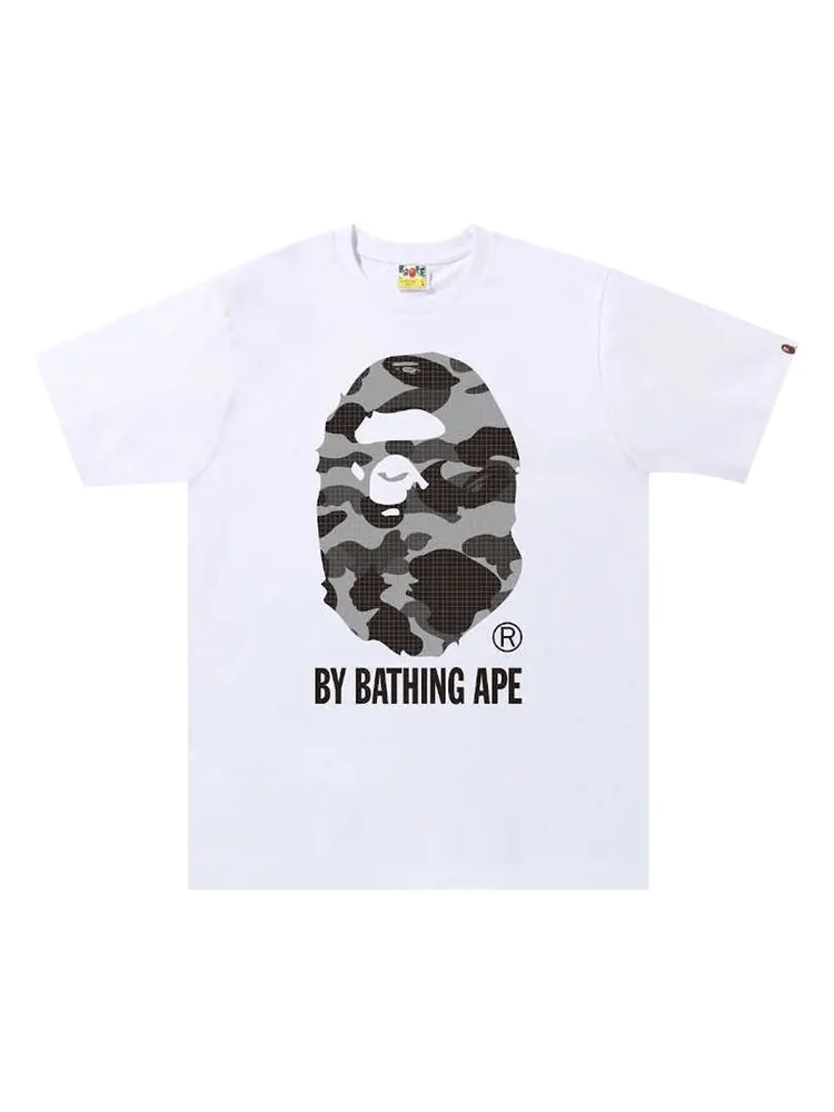 Футболка BAPE Grid Camo By A Bathing Ape Tee 'White/Black' — изображение 1 из 1, белый