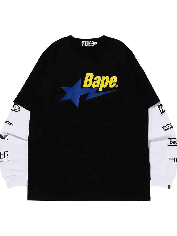 Лонгслив BAPE Sta Layerd Long-Sleeve Tee 'Black' — изображение 1 из 1, черный