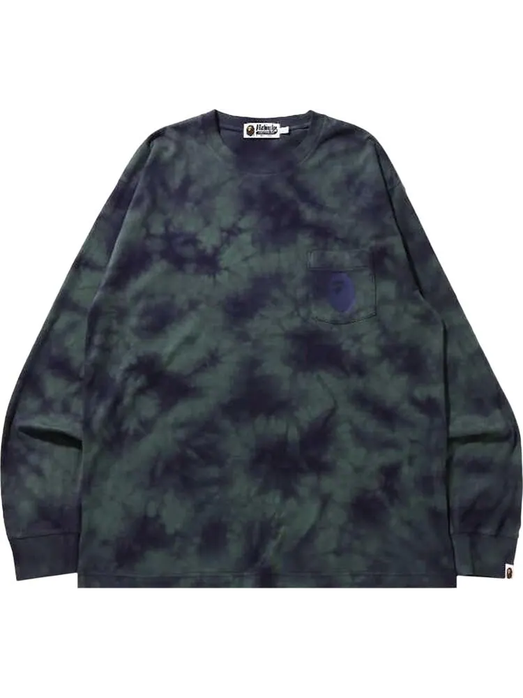 Лонгслив BAPE Tie Dye One Point Pocket Relaxed Fit Long-Sleeve Tee 'Purple' — изображение 1 из 2, фиолетовый